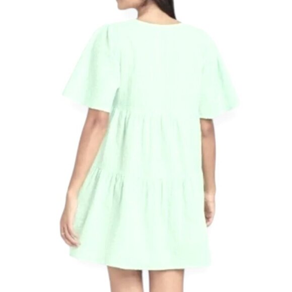 A New Day Mint Tiered Cotton Babydoll Mini Dress Summer Casual Oversized S - Picture 3 of 8